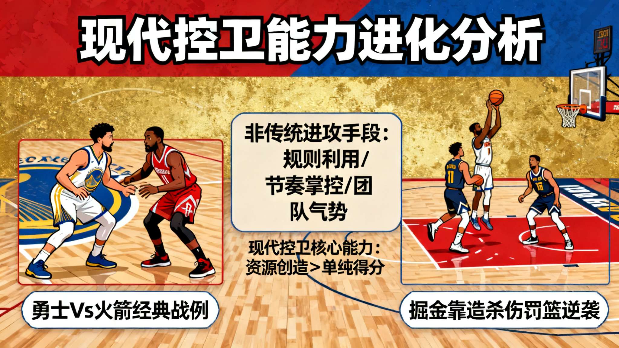 以2018年西部决赛勇士Vs.火箭作例，当掘金依靠连续造杀伤通过稳定罚篮逆袭成功