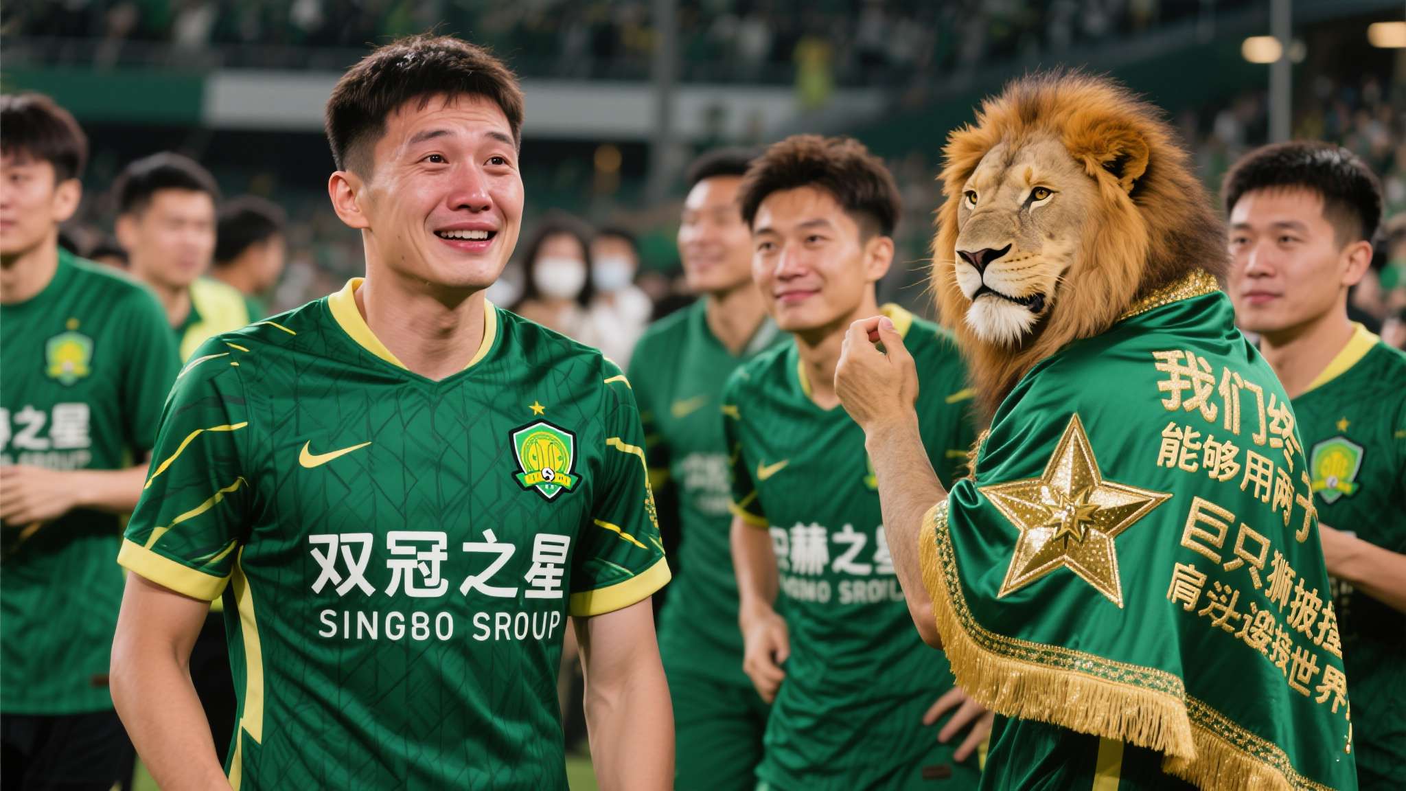 今天，每当看到那些闪烁“双冠之星”的崭新绿色战袍时，无论普通市民还是海外游子，都